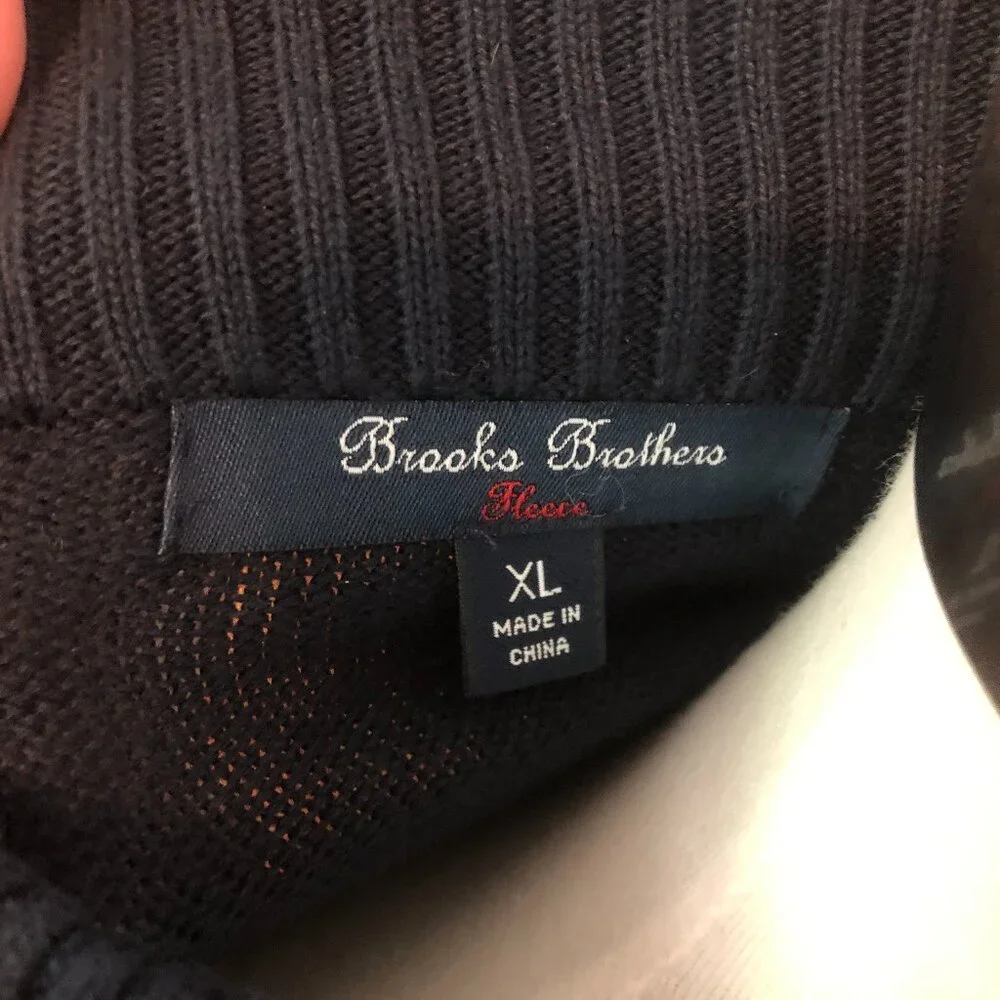 'Brooks Brothers' Fleece Pullover Mock Neck Sweater - Size XL - Picture 6 of 7